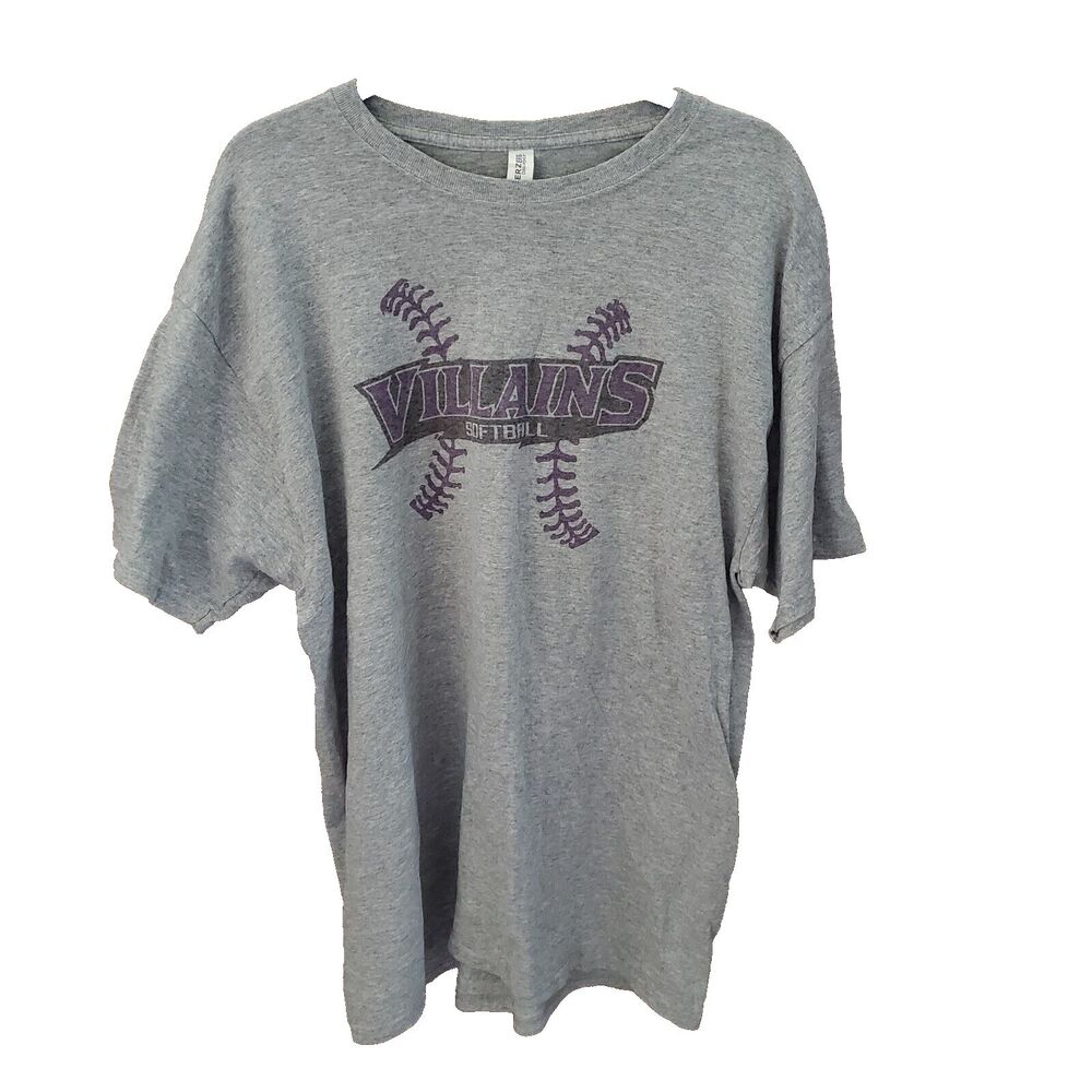 villains softball shirt short sleeve gray size XL cotton/polyester blend - Picture 1 of 4